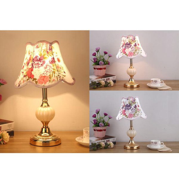 Nordic Vintage Floral Glass Fabric 1-Light Table Lamp - Image 12