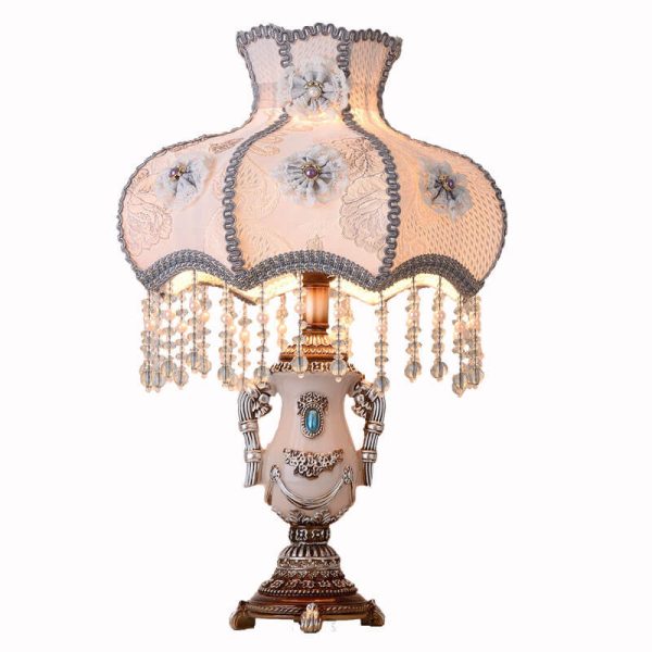 European Court Light Purple Fabric Tassel 1-Light Table Lamp - Image 9