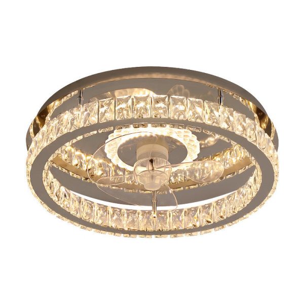 Modern Luxury Crystal Stainless Steel LED Flush Mount Ceiling Fan Light - Image 25