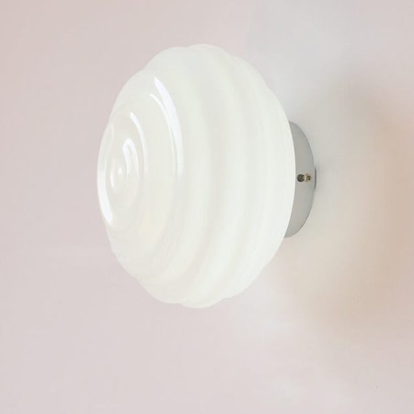 Nordic Cream Wave Round Glass Lampshade 1-Light Wall Sconce Lamp - Image 13