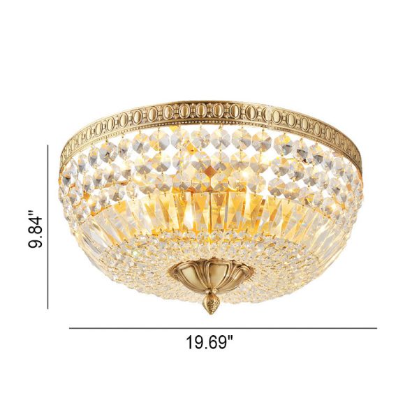 French Vintage Crystal Round 3/5/9 Light Flush Mount Ceiling Light - Image 11