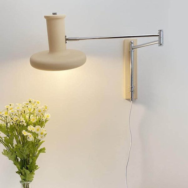 Nordic Minimalist  Beige Swing Arm 1-Light Wall Sconce Lamp - Image 9