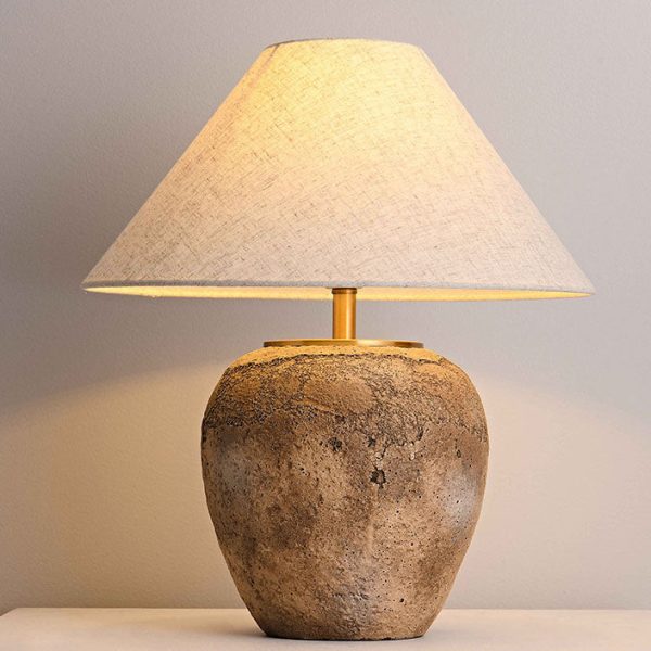 Modern Shabby Chic Cone Fabric Ceramic Jar 1-Light Table Lamp For Bedroom - Image 4