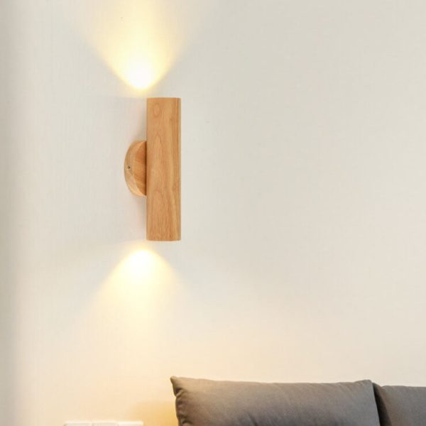 Modern Simple Warm Solid Wood Strip Double Head LED Wall Sconce Lamp - Image 20