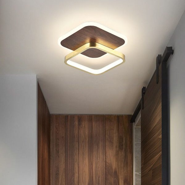 Modern Minimalist Aluminum Circular Square LED Semi-Flush Mount Ceiling Light - Image 2