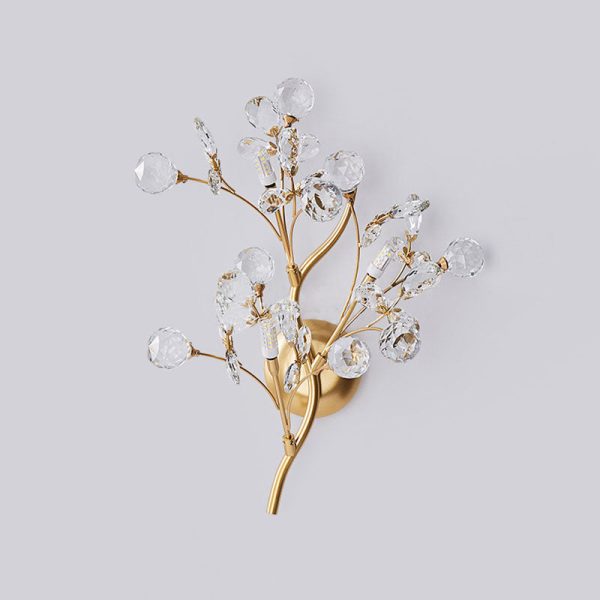 Modern Art Deco Luxury Crystal Floral Branch Iron 3-Light Wall Sconce Lamp For Living Room - Image 5