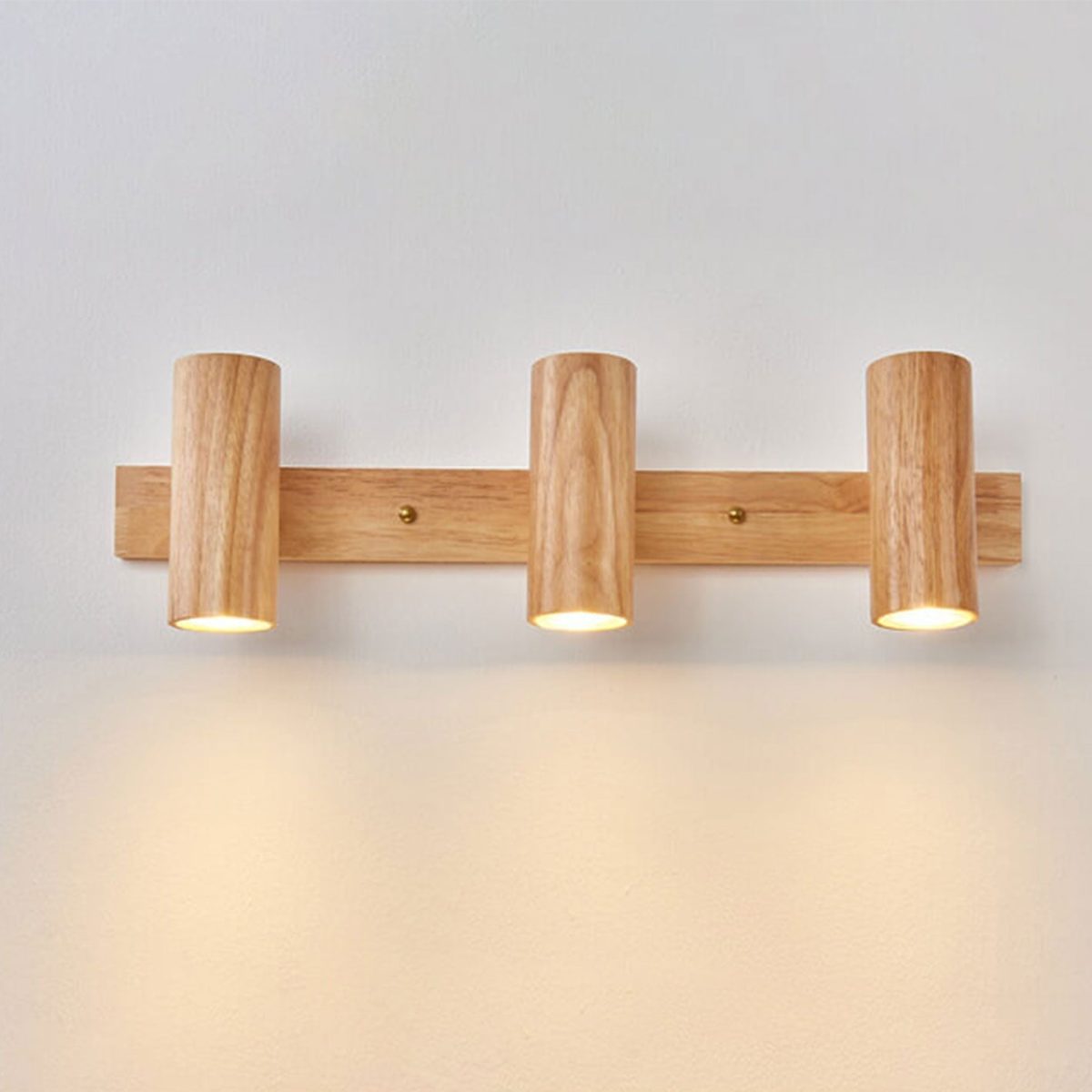 Modern Minimalist Wood Track Spotlight 1/2/3 Light Wall Sconce Lamp - Image 1