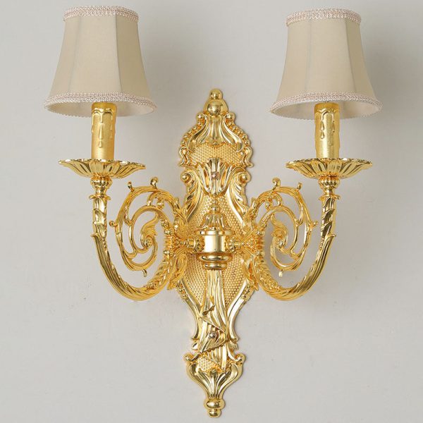 European Modern Luxury Candelabra Carved Zinc Alloy Fabric 2-Light Wall Sconce Lamp - Image 10