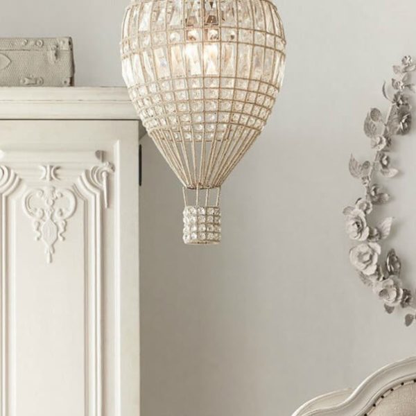 French Vintage Hot Air Balloon Crystal 3-Light Chandelier - Image 9