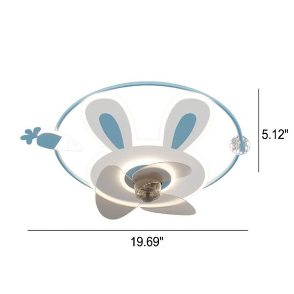 Cartoon Creative Bunny Carrot LED Flush Mount Ceiling Fan Light - Image 4