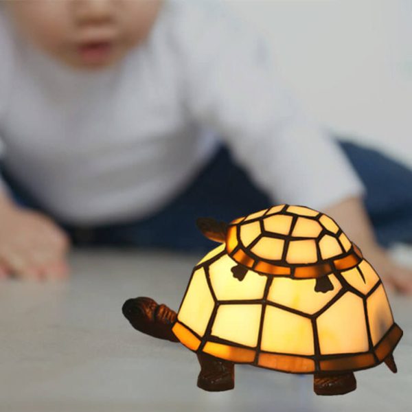 European Tiffany Turtle Stained Glass 1-Light Night Light Table Lamp - Image 16