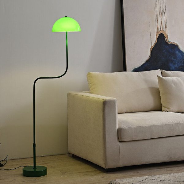 Contemporary Scandinavian Iron Glass Dome Liftable 1-Light Standing Floor Lamp For Study - Image 3