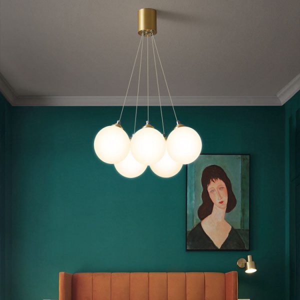 Nordic Light Luxury Glass Balloon Brass 4/5/7 Light Chandelier - Image 18