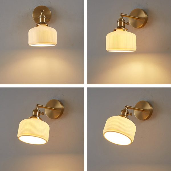 Modern Minimalist Striped Ceramic Jar 1-Light Wall Sconce Lamp - Image 11