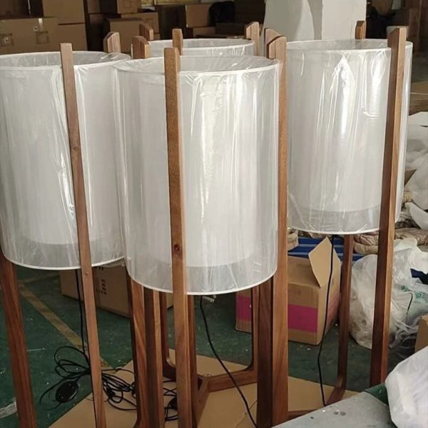 Japanese Minimalist Solid Wood Fabric Column 1-Light Standing Floor Lamp - Image 10