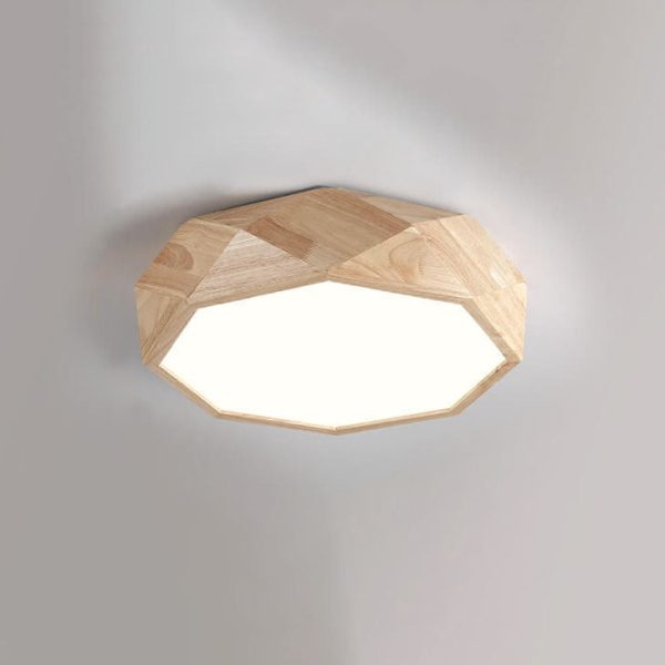 Modern Solid Wood Round Geometric LED Flush Mount Ceiling Light - Image 18