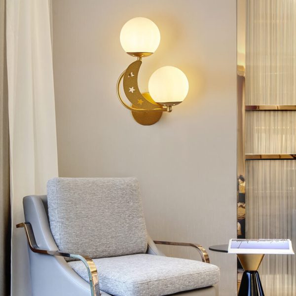 Nordic Creative Glass Globe Lampshade Moon Star Decoration Design 2-Light Wall Sconce Lamp - Image 21
