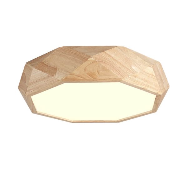Modern Solid Wood Round Geometric LED Flush Mount Ceiling Light - Image 20