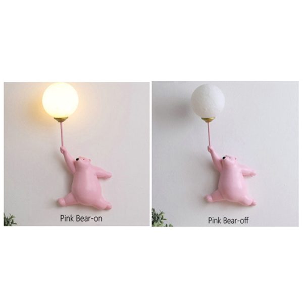 Modern Creative Bear Iron Glass 1-Light Wall Sconce Lamp - Image 3