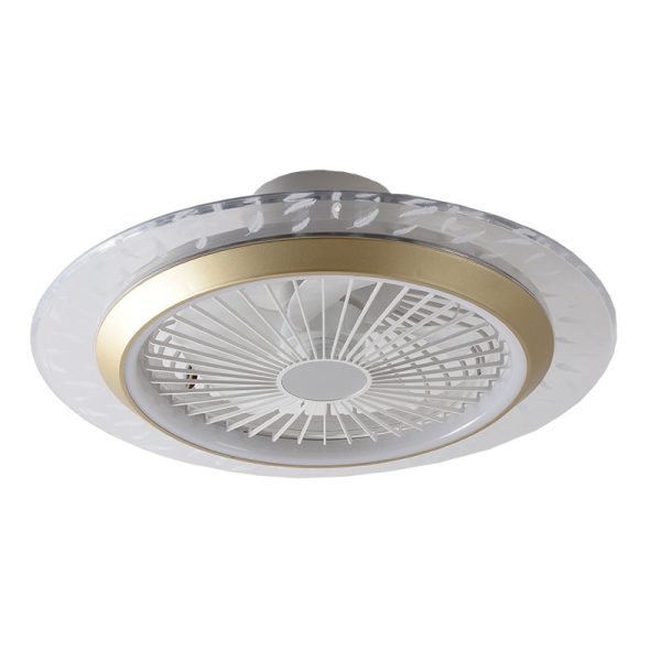 Modern RGB Acrylic Round LED Seme-Flush Mount Ceiling Fan Light - Image 9