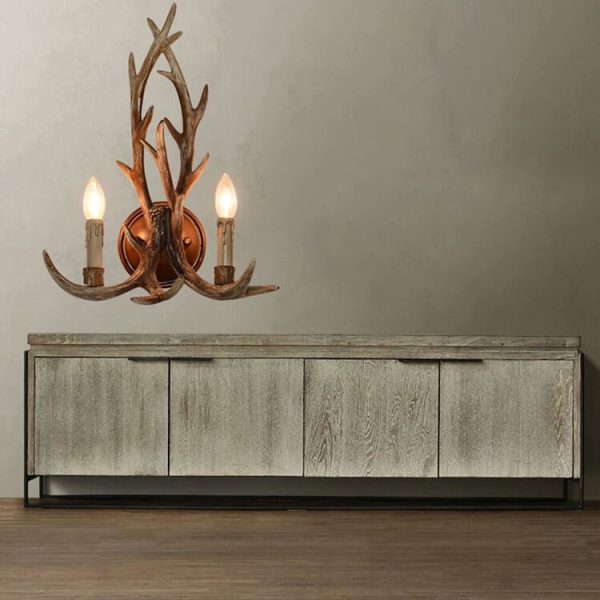 Industrial Resin Retro Antler 2-Light Creative Wall Sconce Lamp - Image 14