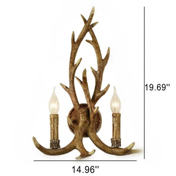 Industrial Resin Retro Antler 2-Light Creative Wall Sconce Lamp - Image 6