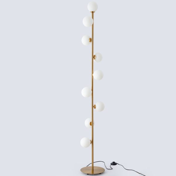 Contemporary Scandinavian Cylindrical Metal Glass 9-Light Standing Floor Lamp For Living Room - Image 7