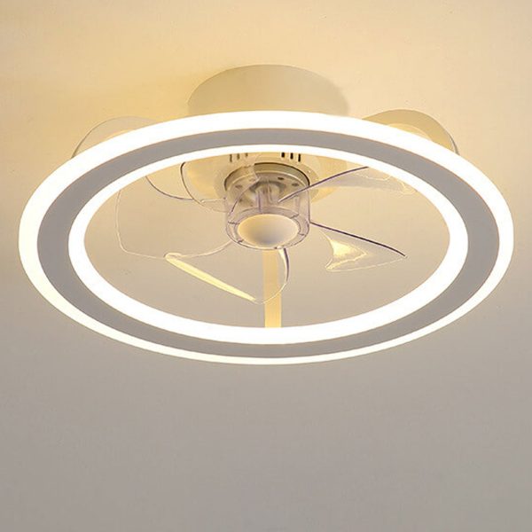 Nordic Creative Round LED Semi-Flush Mount Ceiling Fan Light - Image 3