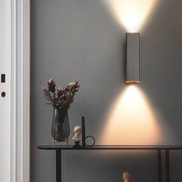 Nordic Minimalist Brushed Aluminum Rectangular Column LED Wall Sconce Lamp - Image 12