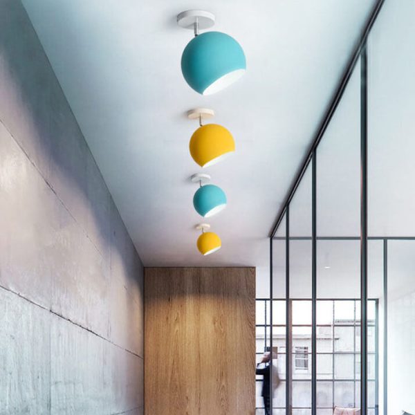 Nordic Macaron Dome 1-Light Semi-Flush Mount Ceiling Light - Image 13