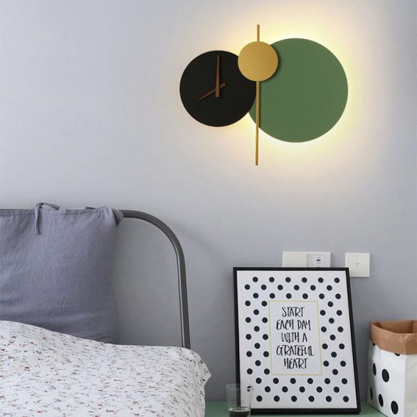 Modern Minimalist Round Iron Acrylic LED Clock Wall Sconce Lamp - Image 15