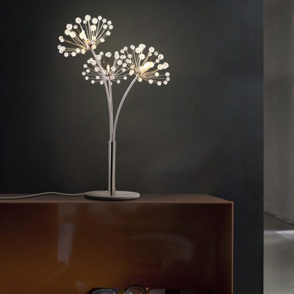 Nordic Creative Dandelion Crystal Bead Iron  3-Light Table Lamp - Image 2