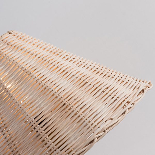 Contemporary Boho Round Trapezoidal Cylinder Base Rattan Metal 1-Light Table Lamp For Bedroom - Image 7