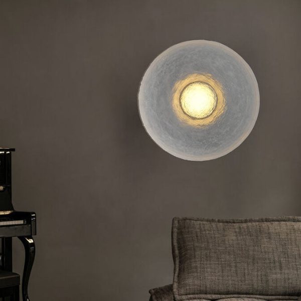Modern Minimalist Resin Clear Round Disc LED Wall Sconce Lamp - Image 15