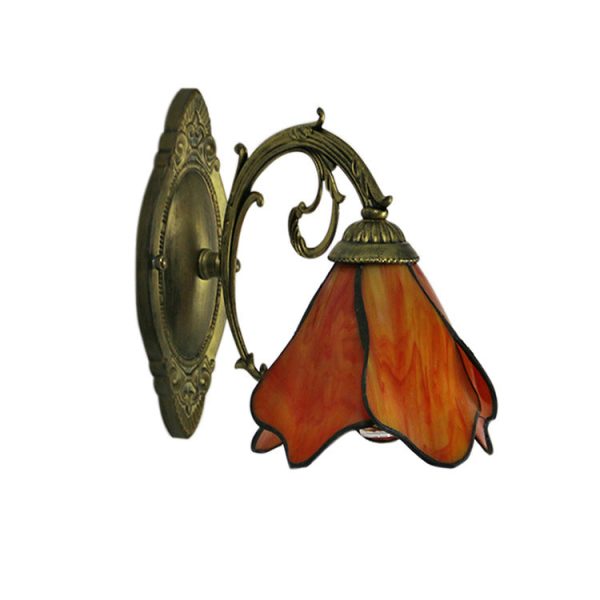 Vintage Tiffany Petals Stained Glass 1-Light Wall Sconce Lamp - Image 13