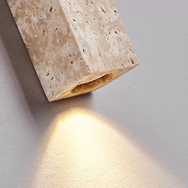 Traditional Japanese Long Strip Yellow Travertine 2-Lights For Hallway - Image 13