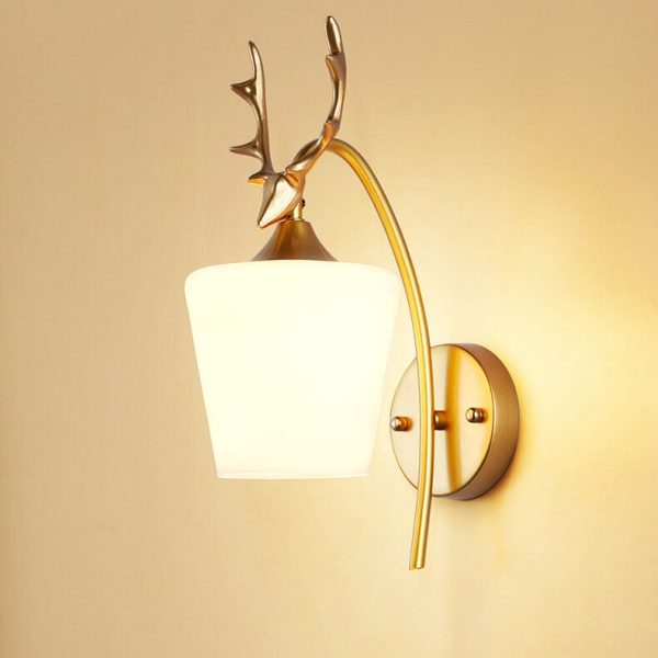 Nordic Creative Antler Glass Cone Shade 1-Light Wall Sconce Lamp - Image 2