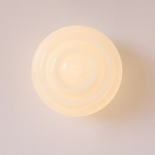 Nordic Cream Wave Round Glass Lampshade 1-Light Wall Sconce Lamp - Image 4