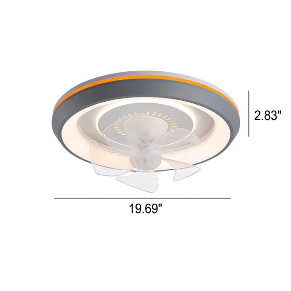 Modern Minimalist Round Swing Head Inverter LED Flush Mount Ceiling Fan Light - Image 5