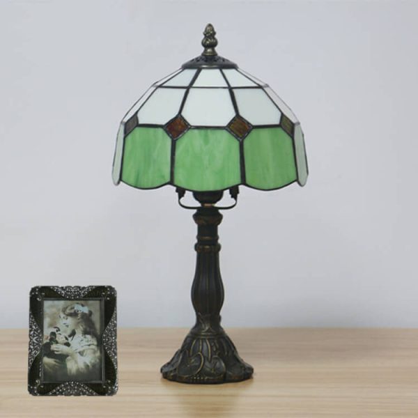 Vintage Tiffany Mediterranean Stained Glass 1-Light Table Lamp - Image 10