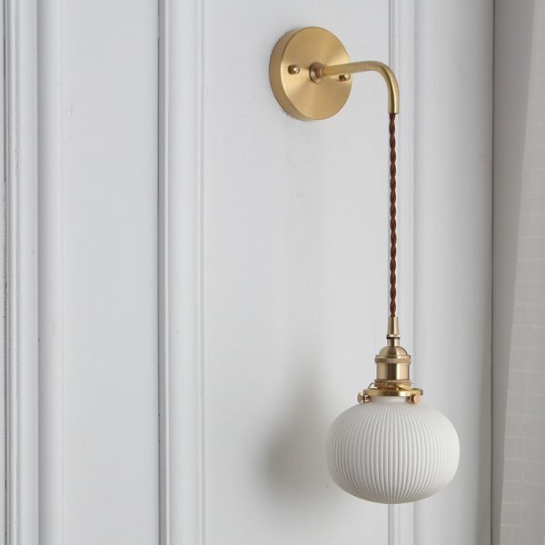 Japanese Retro Minimalist Cylinder Oval Brass Lucite 1-Light Wall Sconce Lamp - Image 18