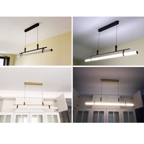 Nordic Minimalist Long Strip Leather LED Island Light Chandelier - Image 13