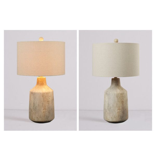 Vintage Minimalist Fabric Cement Base 1-Light Table Lamp - Image 14