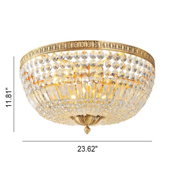 French Vintage Crystal Round 3/5/9 Light Flush Mount Ceiling Light - Image 12