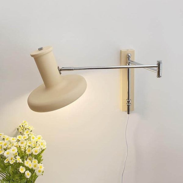 Nordic Minimalist  Beige Swing Arm 1-Light Wall Sconce Lamp - Image 10