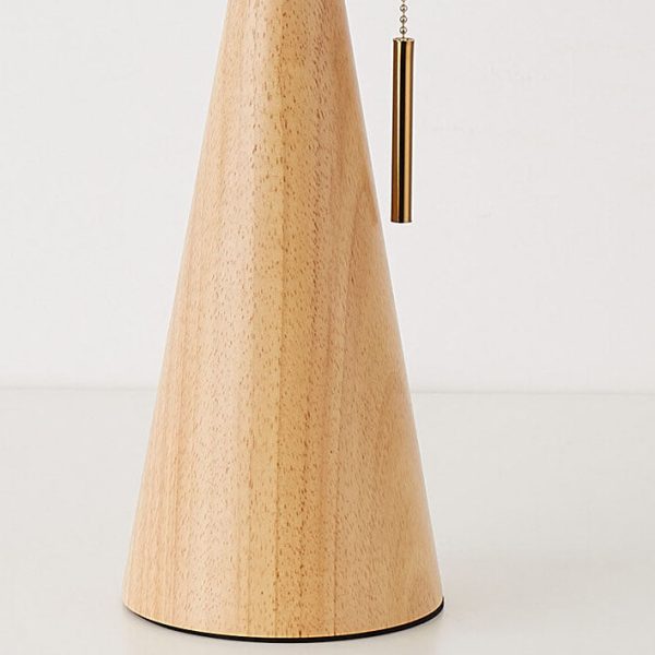 Japanese Minimalist Vintage Pleated Wooden Fabric LED Table Lamp - Image 3