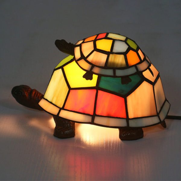 European Tiffany Turtle Stained Glass 1-Light Night Light Table Lamp - Image 5