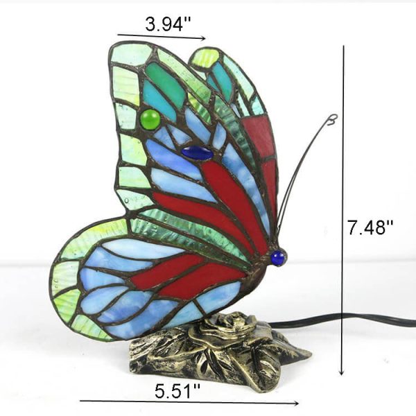 Tiffany Glass Butterfly Shape Night Light 1-Light Table Lamp - Image 6