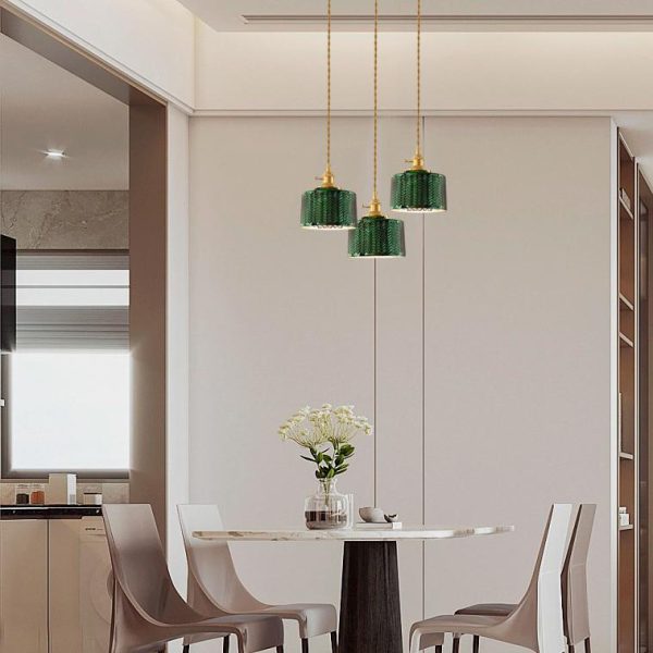 Nordic Vintage Green Brass Glass 1/2/3 Light Island Light Chandelier - Image 17