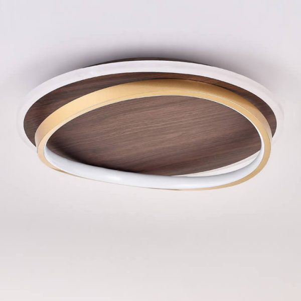 Nordic Minimalist Circular Walnut Grain LED Flush Mount Ceiling Light - Image 13